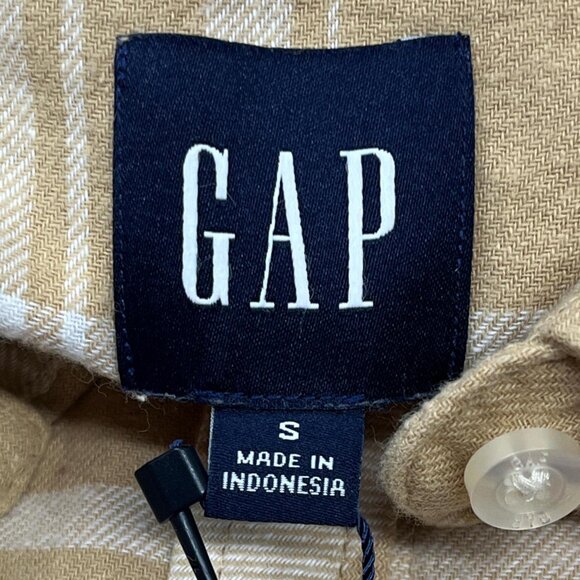 NWT Gap Tan Plaid Flannel Shirt 100% Cotton Size Small - Picture 4 of 6